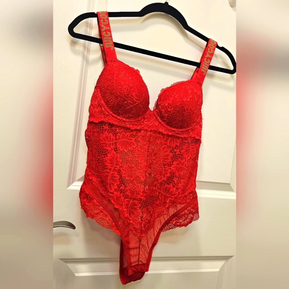 Push up Juicy couture bodysuit lingerie Passion red size S